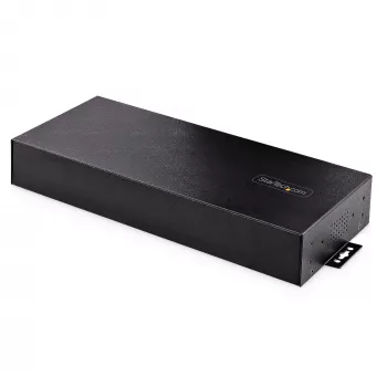 StarTech.com Hub USB 3.0 industrial de 16 puertos 5Gbps, metal, montaje DIN/superficie/rack, protección ESD, alimentación por bloque de terminales, hasta 120 W de carga USB compartida, hub/switch dual-host