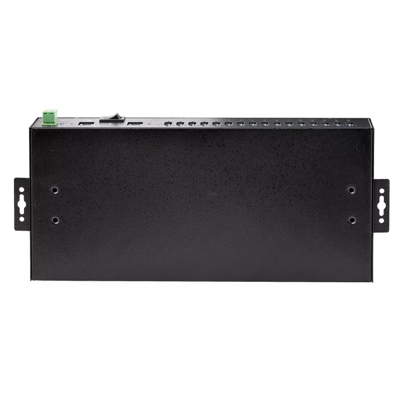 StarTech.com Hub USB 3.0 industrial de 16 puertos 5Gbps, metal, montaje DIN/superficie/rack, protección ESD, alimentación por bloque de terminales, hasta 120 W de carga USB compartida, hub/switch dual-host