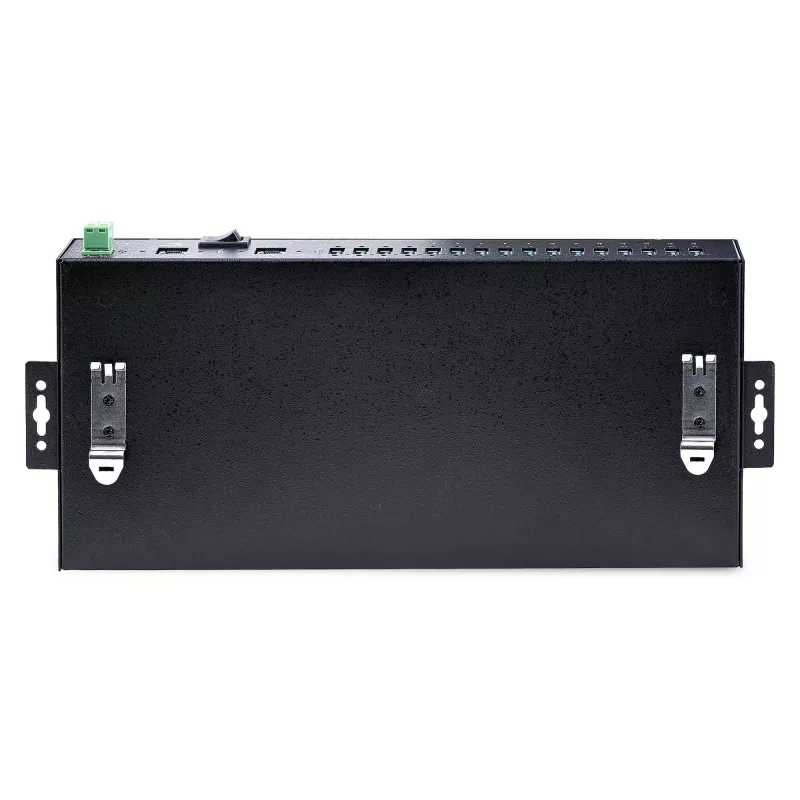 StarTech.com Hub USB 3.0 industrial de 16 puertos 5Gbps, metal, montaje DIN/superficie/rack, protección ESD, alimentación por bloque de terminales, hasta 120 W de carga USB compartida, hub/switch dual-host