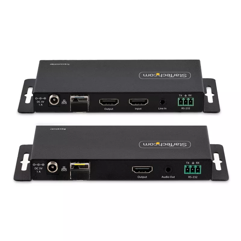 StarTech.com ST121HD20FXA2 kit extensor HDMI por fibra óptica 4K 60Hz, hasta 1 km (monomodo) / 300 m (multimodo), LC, HDR, HDCP, audio/RS232/IR, transmisor y receptor