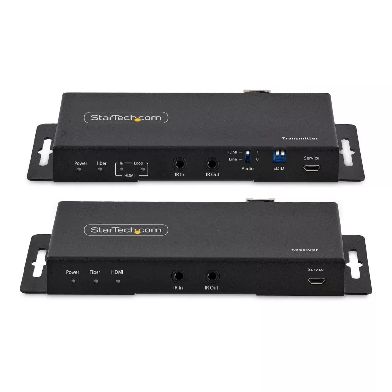 StarTech.com ST121HD20FXA2 kit extensor HDMI por fibra óptica 4K 60Hz, hasta 1 km (monomodo) / 300 m (multimodo), LC, HDR, HDCP, audio/RS232/IR, transmisor y receptor
