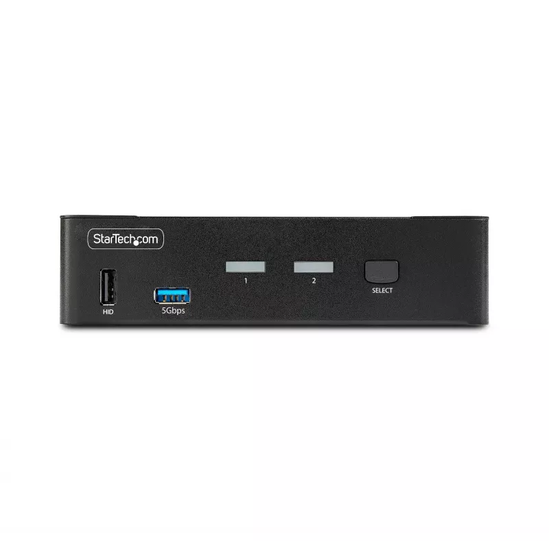 StarTech.com Switch KVM DisplayPort de 2 puertos, 8K 60Hz / 4K 144Hz, pantalla única, DP 1.4, 2x puertos USB 3.0, 4x puertos USB 2.0 HID, conmutación por botón y tecla de acceso rápido, conforme TAA - independiente del sistema operativo, carcasa de metal