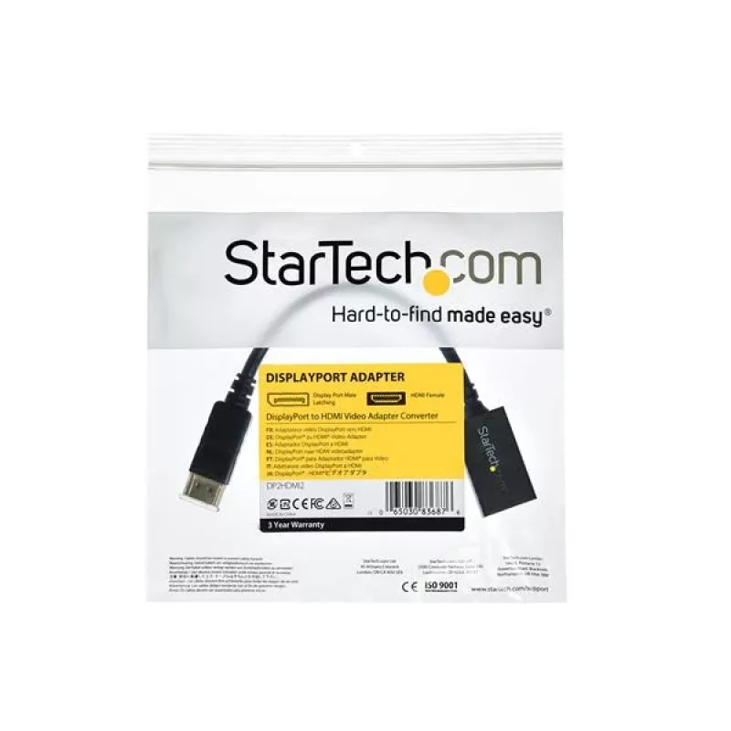StarTech.com DP2HDMI2 adaptador de vídeo / convertidor de DisplayPort a HDMI, macho/hembra, hasta 1920x1200, 25 cm