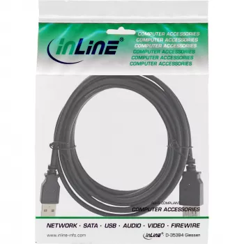 Cable de extensión USB 2.0 Type-A conector macho/hembra InLine 34650B 0,5 m negro