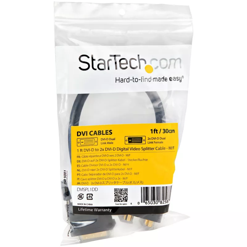 StarTech.com Cable divisor de vídeo digital DVI-D a 2x DVI-D de 30cm (1 ft) - M/H~1 ft Cable divisor de vídeo digital DVI-D a 2x DVI-D - M/H