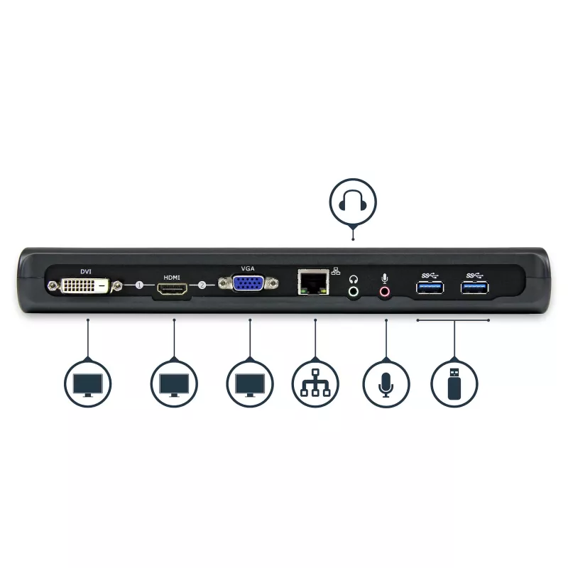 StarTech.com Estación de acoplamiento USB 3.0 para doble monitor con HDMI y DVI/VGA