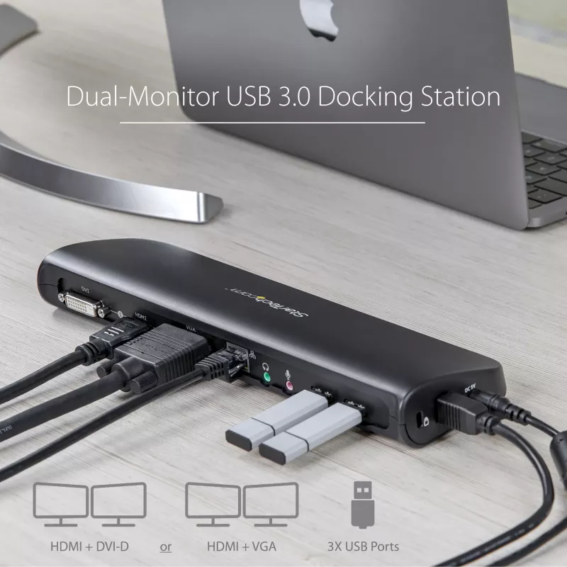 StarTech.com Estación de acoplamiento USB 3.0 para doble monitor con HDMI y DVI/VGA
