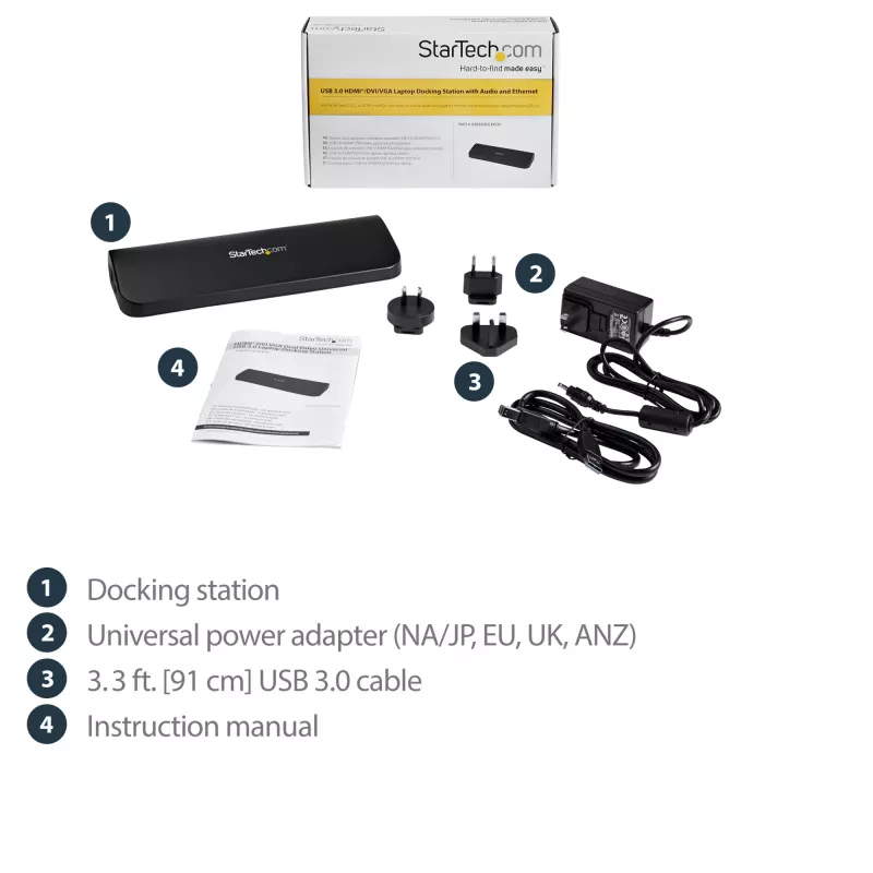 StarTech.com Estación de acoplamiento USB 3.0 para doble monitor con HDMI y DVI/VGA