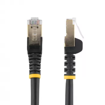 StarTech.com Cable Ethernet CAT6a de 5 m – 10 Gigabit apantallado, protección de pestaña, RJ45, cable patch 100W PoE – Cable de red 10GbE STP con alivio de tensión – Negro, probado individualmente/cableado certificado UL/TIA