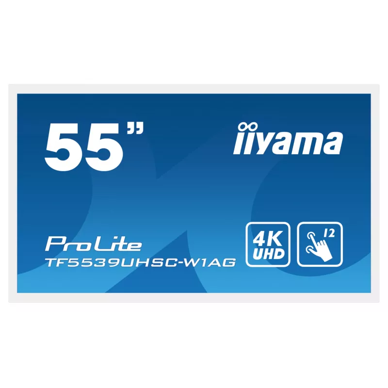 Pantalla de señalización iiyama TF5539UHSC-W1AG 139,7 cm (55 inch) LED 500 cd/m² 4K Ultra HD blanca táctil 24/7