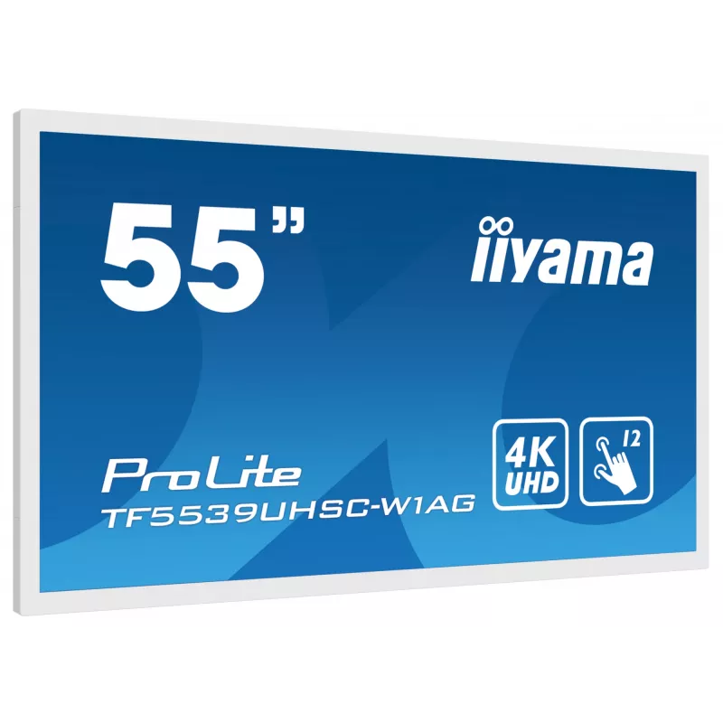 Pantalla de señalización iiyama TF5539UHSC-W1AG 139,7 cm (55 inch) LED 500 cd/m² 4K Ultra HD blanca táctil 24/7