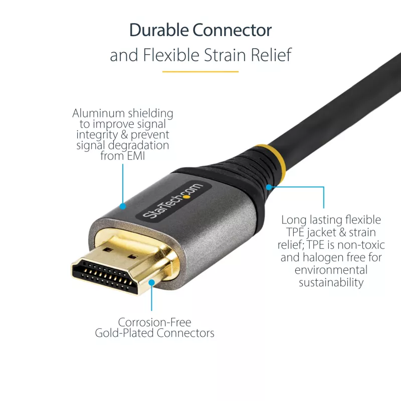 StarTech.com cable HDMI 2.1 de 50 cm 8K – cable HDMI Ultra High Speed certificado 48 Gbit/s – 8K 60 Hz/4K 120 Hz HDR10+ eARC – cable HDMI Ultra HD 8K – monitor/TV/display – funda TPE flexible