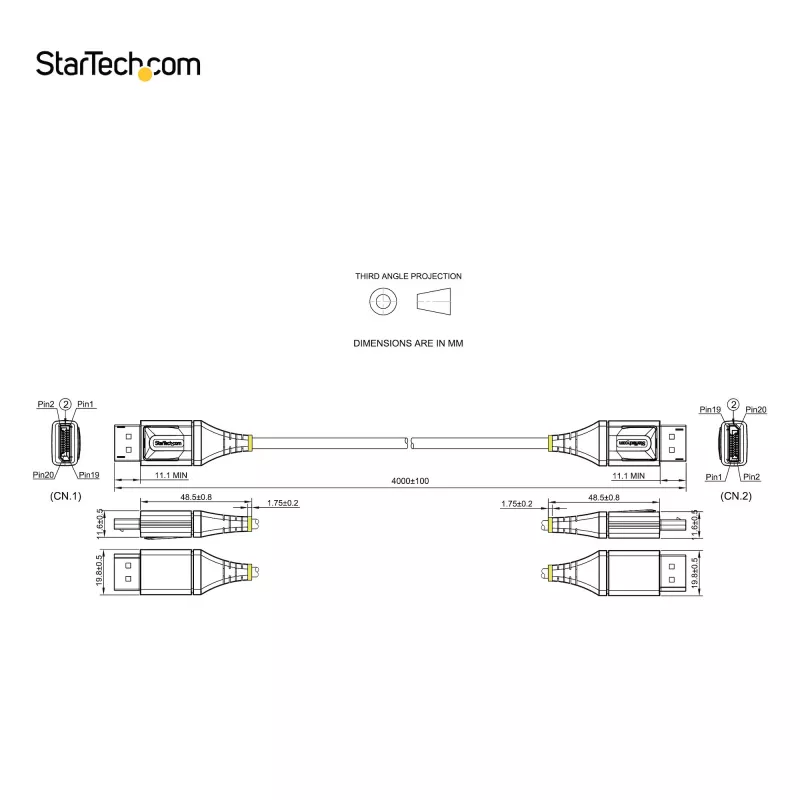 StarTech.com cable DisplayPort 1.4 de 13ft (4 m) certificado por VESA – 8K 60Hz HDR10 – vídeo Ultra HD 4K 120Hz – cable/cordón DP 1.4 – para monitores/pantallas – cable DisplayPort a DisplayPort – M/M