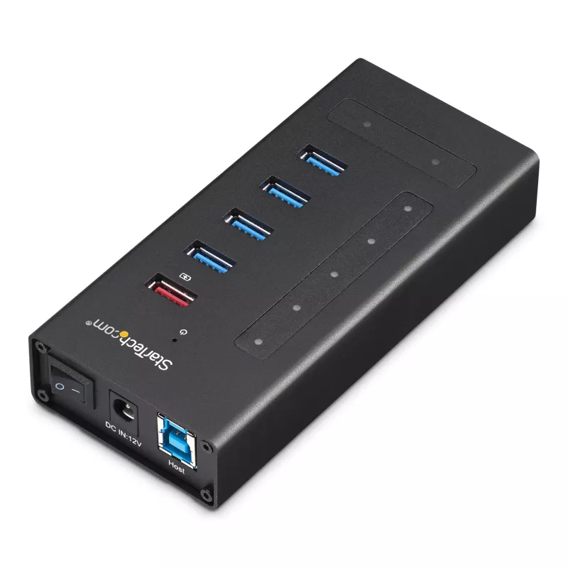 StarTech.com HB30C5A2CST hub USB 3.0 de 7 puertos, USB-C a 5x USB-A y 2x USB-C, puerto de carga rápida, industrial, metálico