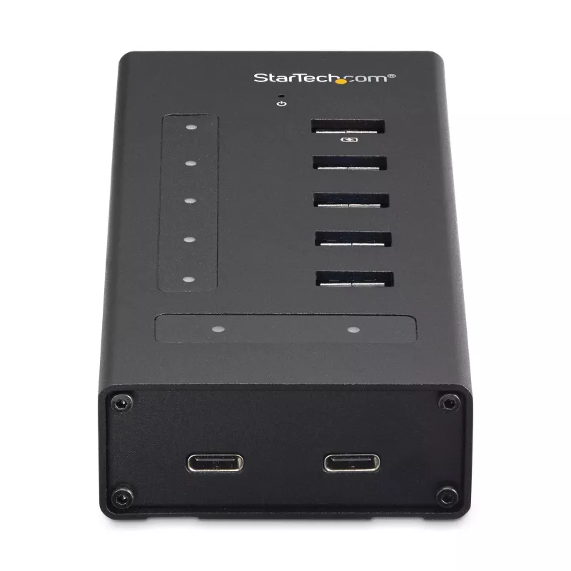 StarTech.com HB30C5A2CST hub USB 3.0 de 7 puertos, USB-C a 5x USB-A y 2x USB-C, puerto de carga rápida, industrial, metálico