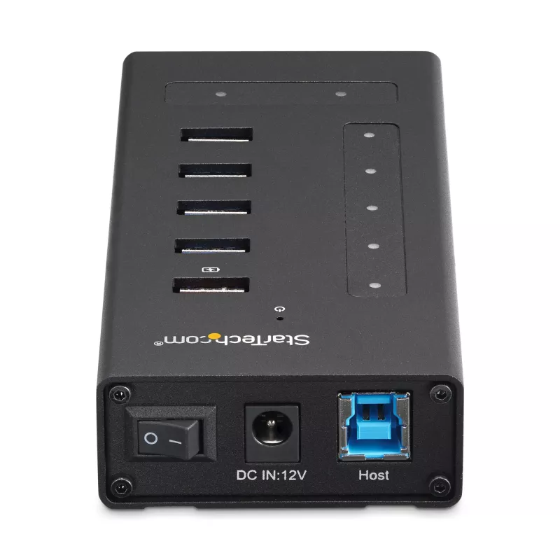 StarTech.com HB30C5A2CST hub USB 3.0 de 7 puertos, USB-C a 5x USB-A y 2x USB-C, puerto de carga rápida, industrial, metálico