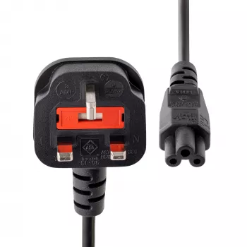 StarTech.com cable de alimentación para portátil UK de 3ft (1 m), BS 1363 a C5 (trébol), 2,5A 250V, 18AWG, cable de repuesto para portátil UK, cable de alimentación para impresora, cable de carga para portátil, cable de fuente de alimentación para portátil
