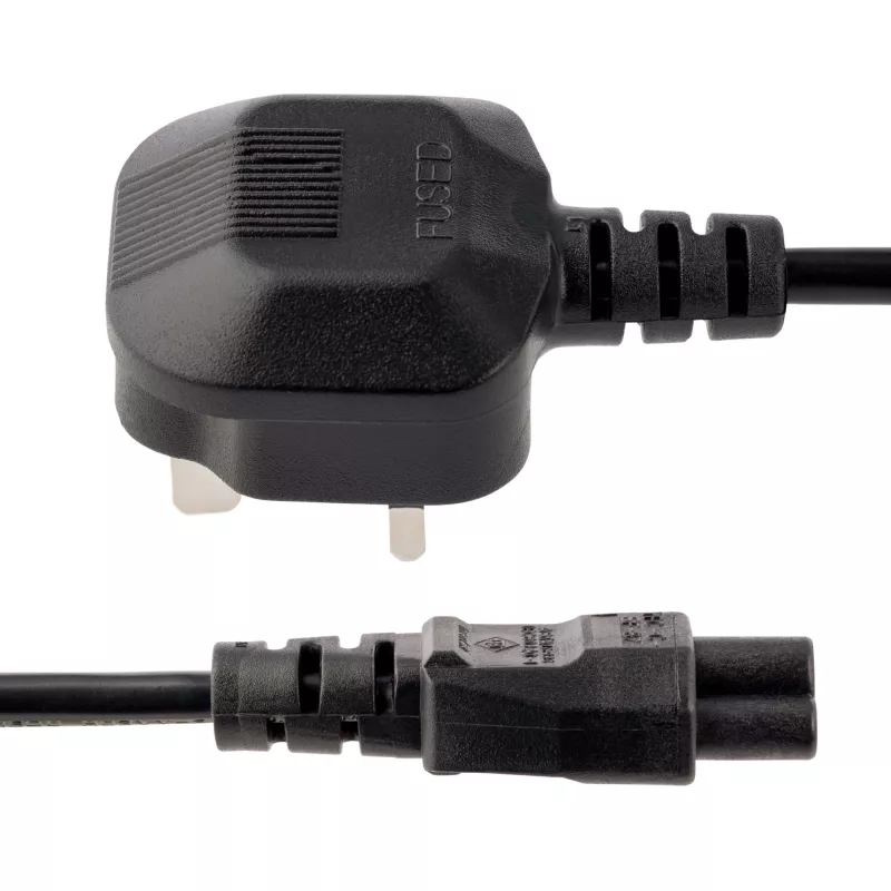 StarTech.com cable de alimentación para portátil UK de 3ft (1 m), BS 1363 a C5 (trébol), 2,5A 250V, 18AWG, cable de repuesto para portátil UK, cable de alimentación para impresora, cable de carga para portátil, cable de fuente de alimentación para portátil