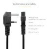 StarTech.com cable de alimentación para portátil UK de 3ft (1 m), BS 1363 a C5 (trébol), 2,5A 250V, 18AWG, cable de repuesto para portátil UK, cable de alimentación para impresora, cable de carga para portátil, cable de fuente de alimentación para portátil