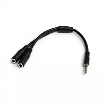 StarTech.com adaptador de auriculares para auriculares con conectores de auricular/micrófono separados – 3,5 mm de 4 polos a 2x 3,5 mm de 3 polos conector macho/hembra