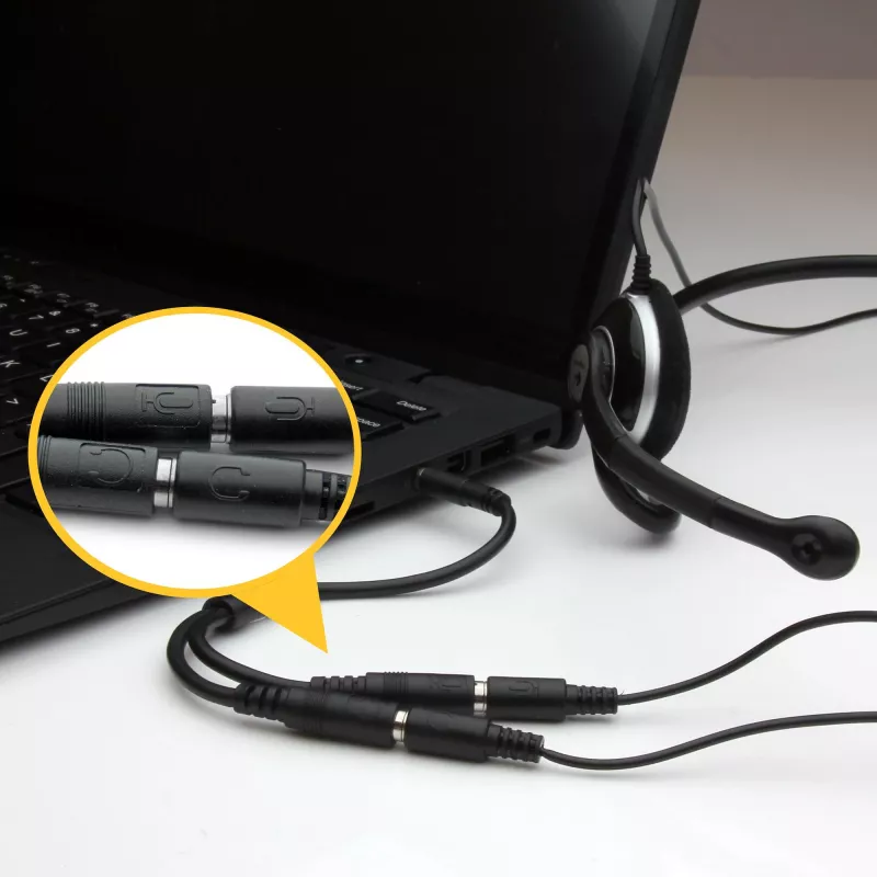 StarTech.com adaptador de auriculares para auriculares con conectores de auricular/micrófono separados – 3,5 mm de 4 polos a 2x 3,5 mm de 3 polos conector macho/hembra