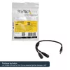 StarTech.com adaptador de auriculares para auriculares con conectores de auricular/micrófono separados – 3,5 mm de 4 polos a 2x 3,5 mm de 3 polos conector macho/hembra