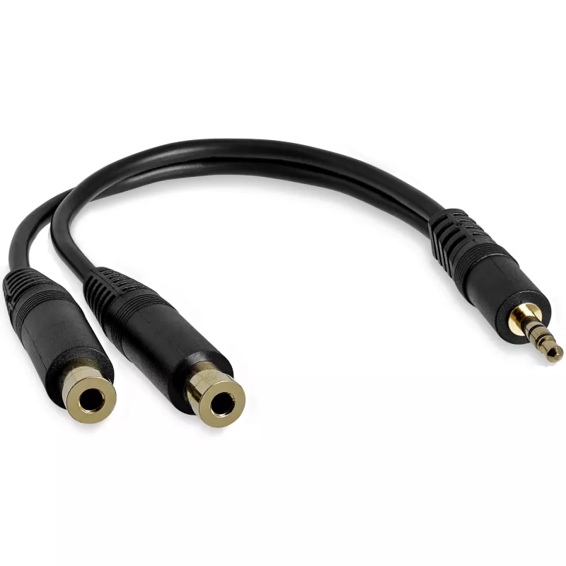 StarTech.com cable divisor estéreo de 15 cm – conector macho de 3,5 mm a 2x conector hembra de 3,5 mm