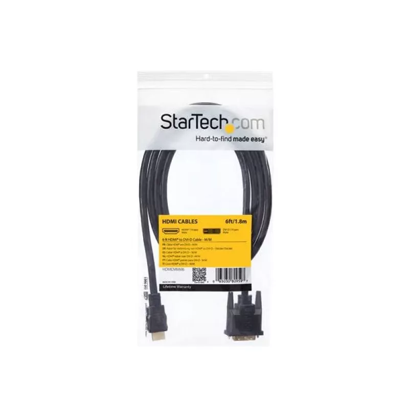 StarTech.com cable HDMI a DVI-D de 6 ft - M/M, 1,8 m, HDMI, DVI-D, conector macho, conector macho, recto