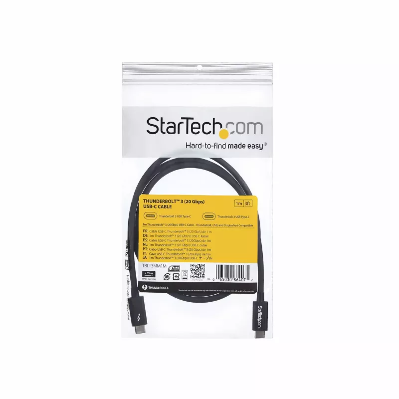 StarTech.com cable USB-C Thunderbolt 3 (20Gbps) de 1m – compatible con Thunderbolt, USB y DisplayPort