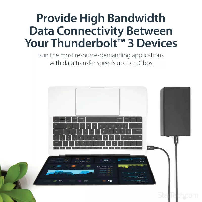 StarTech.com cable USB-C Thunderbolt 3 (20Gbps) de 1m – compatible con Thunderbolt, USB y DisplayPort