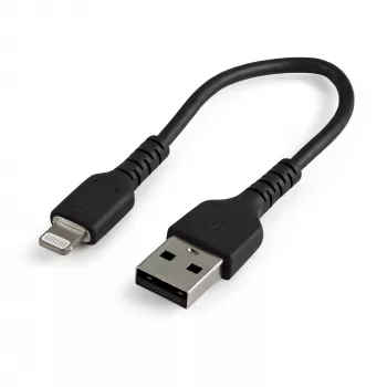 StarTech.com cable USB-A a Lightning negro resistente de 15 cm – cable de carga/sincronización USB Type-A a Lightning de fibra de aramida robusto – certificado Apple MFi para iPad/iPhone 12