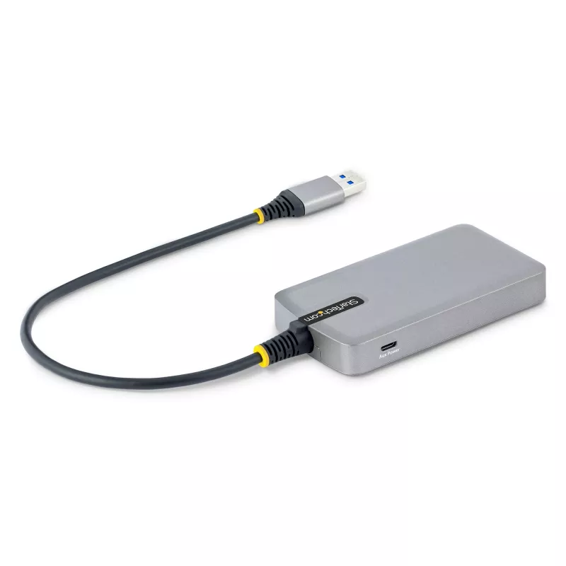 Hub USB StarTech.com de 4 puertos – USB 3.0 5 Gbit/s, alimentado por bus, hub USB-A a 4x USB-A con entrada de alimentación auxiliar opcional – hub USB portátil para escritorio/portátil, cable de 30 cm, hub de expansión USB