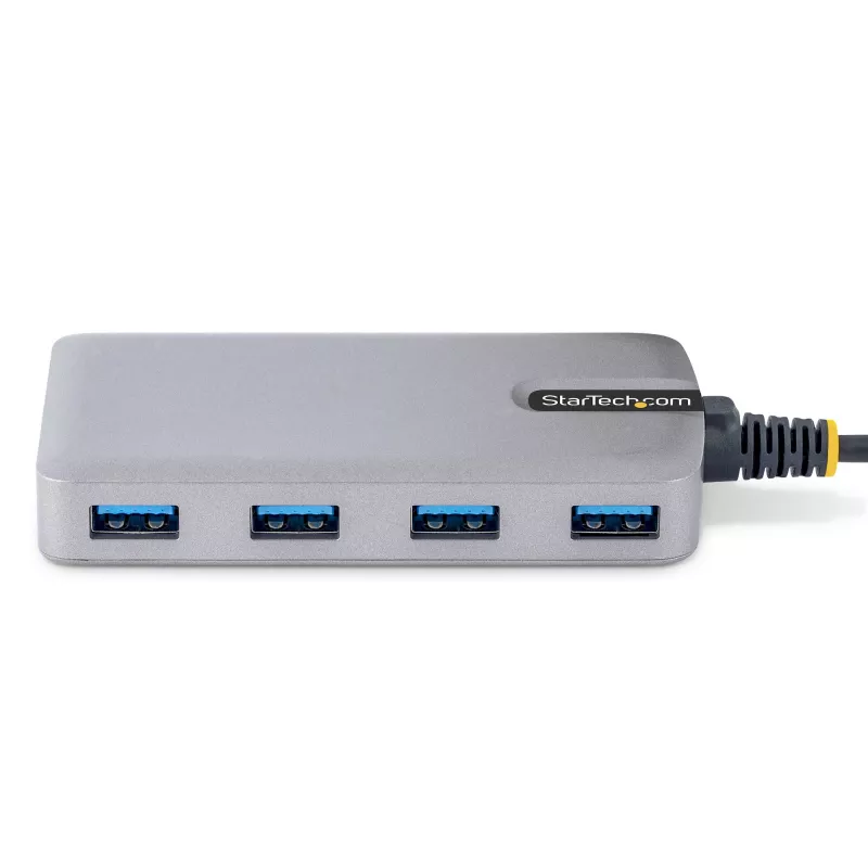 Hub USB StarTech.com de 4 puertos – USB 3.0 5 Gbit/s, alimentado por bus, hub USB-A a 4x USB-A con entrada de alimentación auxiliar opcional – hub USB portátil para escritorio/portátil, cable de 30 cm, hub de expansión USB