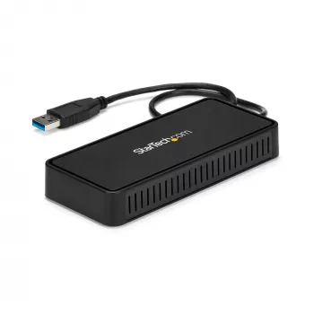Mini dock USB 3.0 StarTech.com – estación de acoplamiento USB-A de doble monitor con vídeo DisplayPort 4K 60Hz y Gigabit Ethernet – cable de 30 cm – adaptador portátil USB 3.1 Gen 1 Type-A para portátil