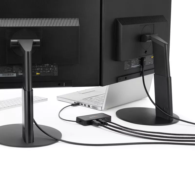 Mini dock USB 3.0 StarTech.com – estación de acoplamiento USB-A de doble monitor con vídeo DisplayPort 4K 60Hz y Gigabit Ethernet – cable de 30 cm – adaptador portátil USB 3.1 Gen 1 Type-A para portátil
