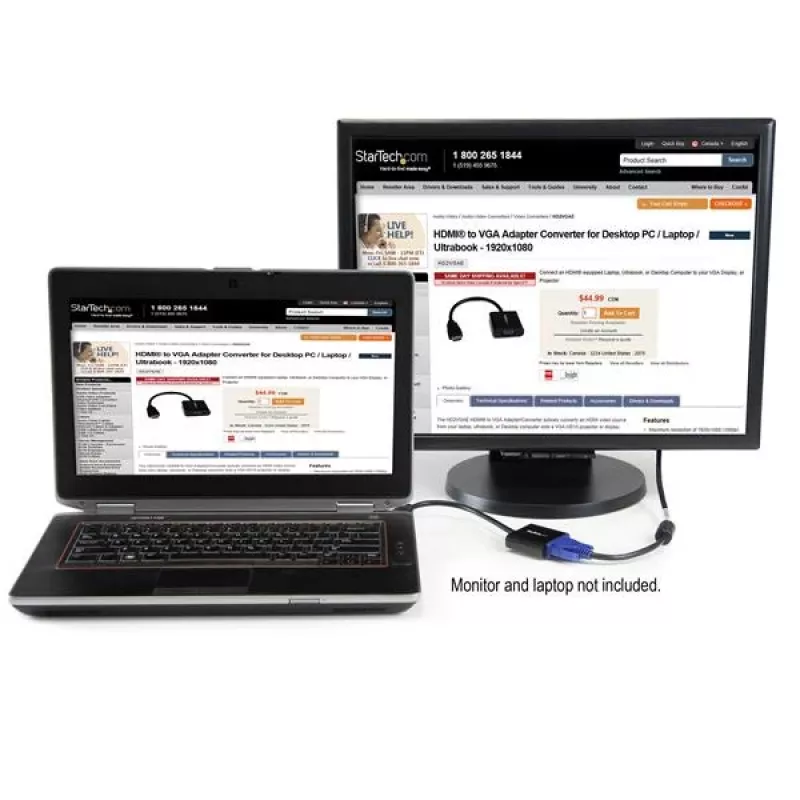 Convertidor adaptador HDMI a VGA StarTech.com para PC de sobremesa / portátil / ultrabook – 1920x1080