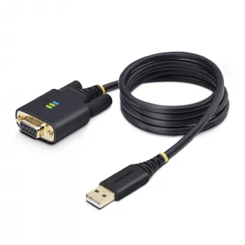 Cable adaptador StarTech.com de 1m USB a serie null modem, tornillos/tuercas DB9 reemplazables, retención de COM, USB-A a RS232, FTDI, protección ESD nivel 4, Windows/macOS/ChromeOS/Linux – construcción robusta en TPE