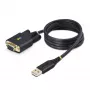 Cable adaptador StarTech.com de 1m USB a serie null modem, tornillos/tuercas DB9 reemplazables, retención de COM, USB-A a RS232, FTDI, protección ESD nivel 4, Windows/macOS/ChromeOS/Linux – construcción robusta en TPE