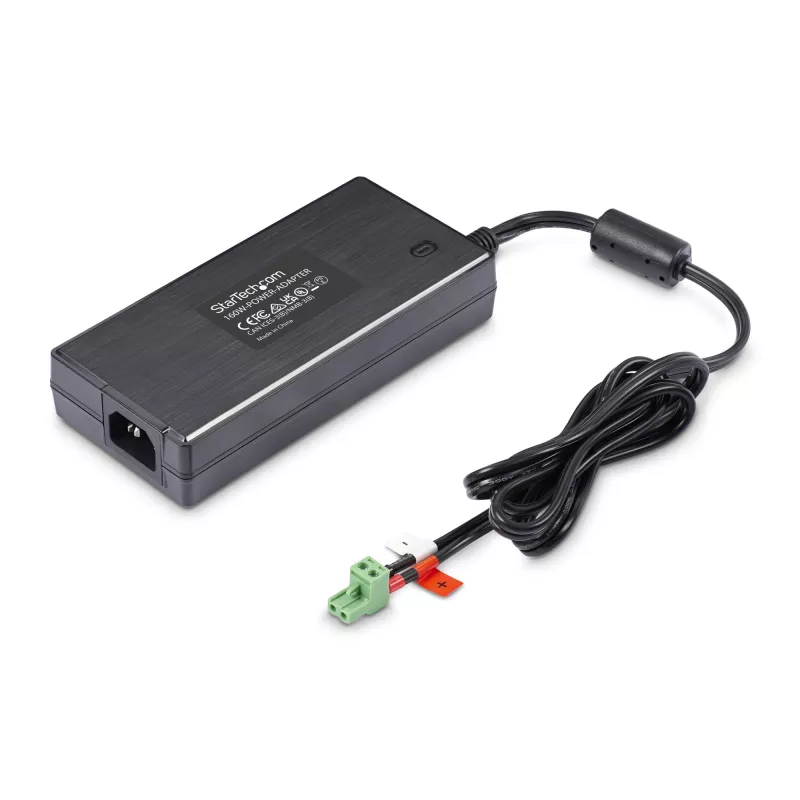 Fuente de alimentación universal DC StarTech.com de 160W (24V/6,6A), cable de 2 hilos de 1,2m, bloques de terminales de 2/3 pines, fuente de alimentación externa 100-240V AC/DC para hubs USB industriales, NA/UK/EU/ANZ