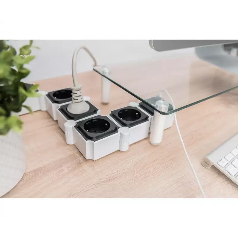 Regleta de enchufes Digitus flexible de 4 tomas con 2 puertos USB e interruptor