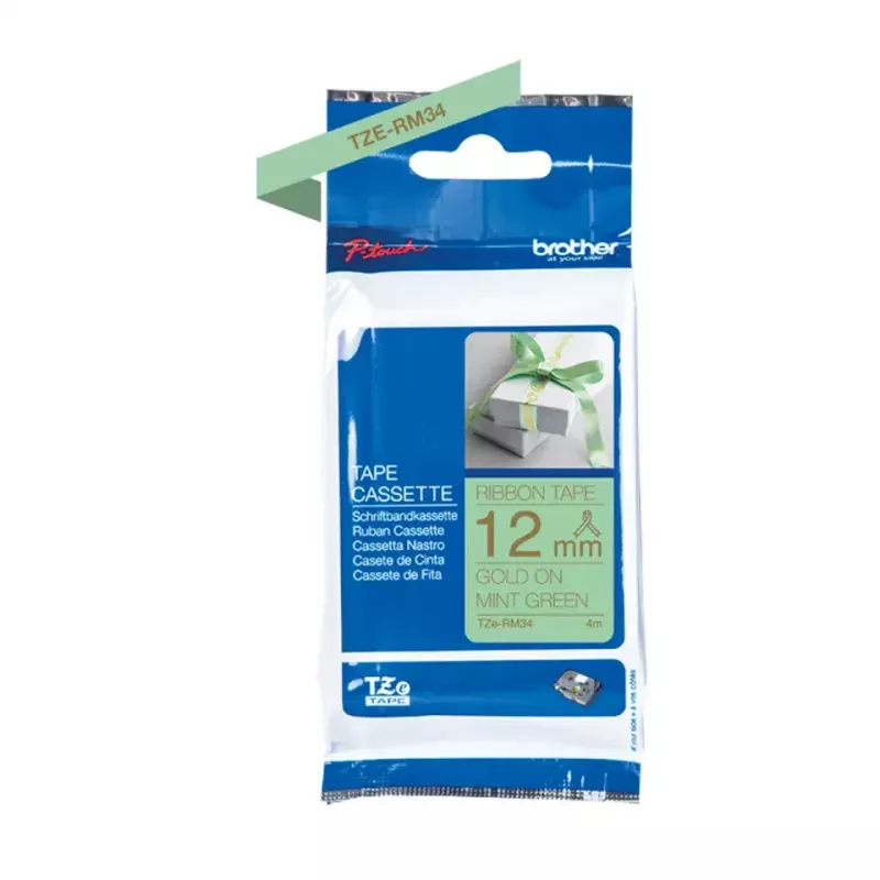 Brother TZE-RM34 Cinta de etiquetar Oro sobre Verde menta
