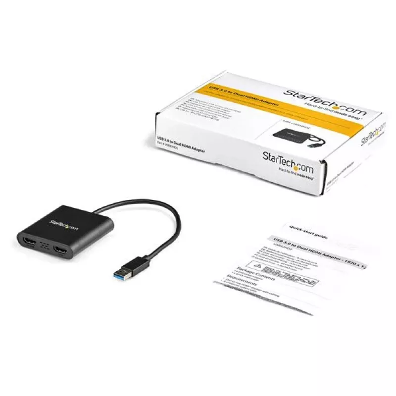 StarTech.com Adaptador USB 3.0 a doble HDMI, convertidor USB a 2x monitor HDMI para Windows (sin soporte para macOS/ChromeOS/Linux) - TAA