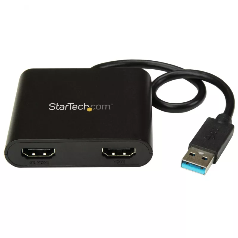 StarTech.com Adaptador USB 3.0 a doble HDMI, convertidor USB a 2x monitor HDMI para Windows (sin soporte para macOS/ChromeOS/Linux) - TAA