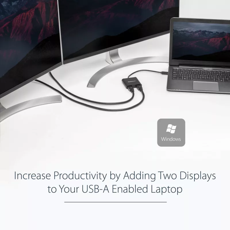 StarTech.com Adaptador USB 3.0 a doble HDMI, convertidor USB a 2x monitor HDMI para Windows (sin soporte para macOS/ChromeOS/Linux) - TAA