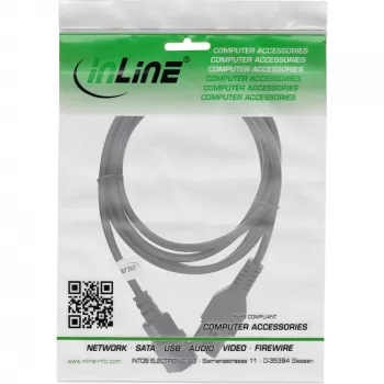 InLine Extensión de cable de alimentación, conexión para aparatos térmicos IEC-C15/IEC-C14 recto, 3 m