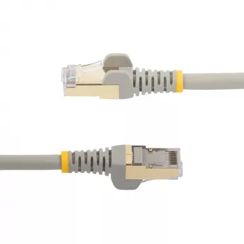 StarTech.com Cable Ethernet CAT6a de 1m – 10 Gigabit blindado, sin lengüeta RJ45 100W PoE Cable de conexión – Cable de red 10GbE STP con alivio de tensión – Gris, probado individualmente/Cableado certificado UL/TIA