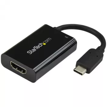 StarTech.com Adaptador USB C a HDMI 2.0 con Power Delivery - Convertidor de vídeo USB Type-C a HDMI 4K 60Hz - Puerto de carga pasante PD de 60W - Compatible con Thunderbolt 3 - Negro