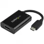 StarTech.com Adaptador USB C a HDMI 2.0 con Power Delivery - Convertidor de vídeo USB Type-C a HDMI 4K 60Hz - Puerto de carga pasante PD de 60W - Compatible con Thunderbolt 3 - Negro