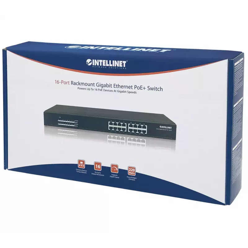 Switch no gestionado Intellinet 16 puertos Gigabit Ethernet PoE+