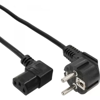 InLine Cable de alimentación, CEE 7/7 en ángulo / conector IEC C13 de 3 polos en ángulo, 3 m